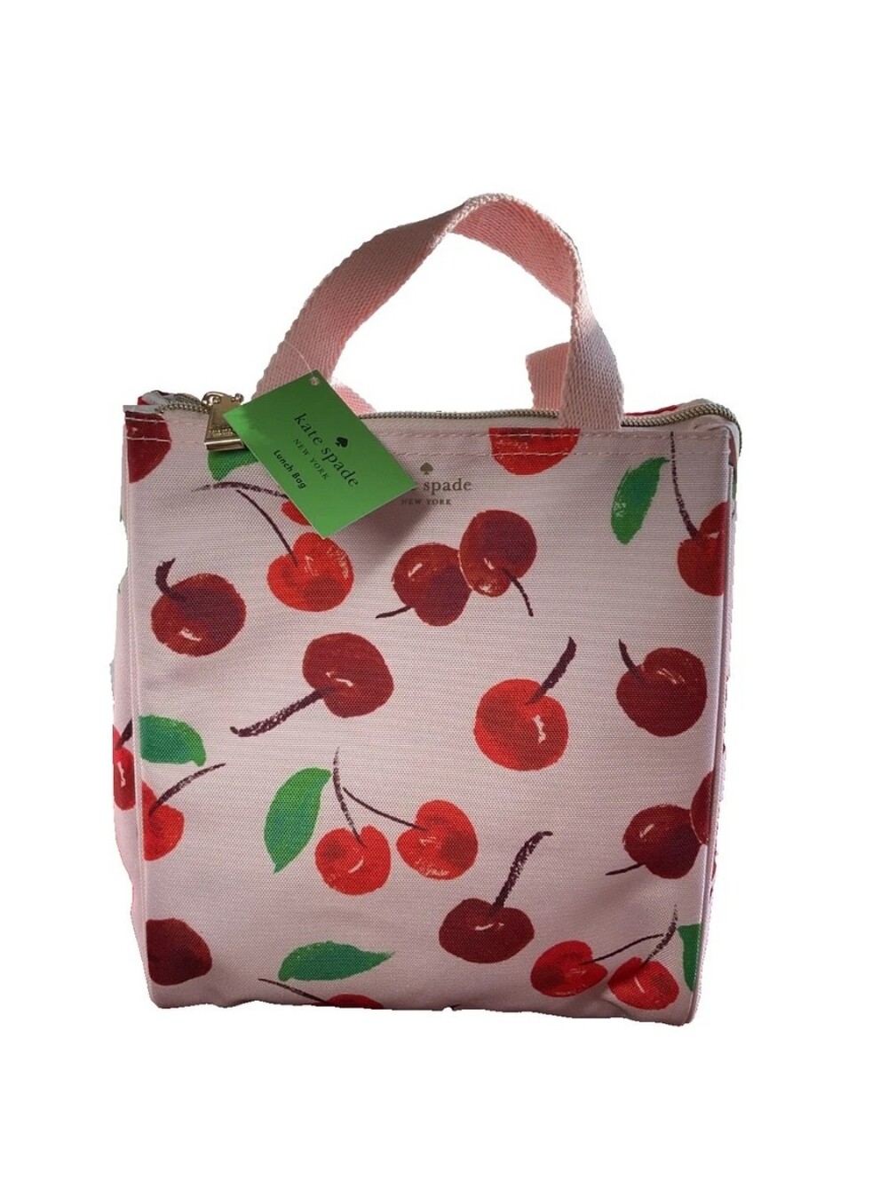 Kate Spade Pink & Cherry Print Travel Lunch Tote NWOT